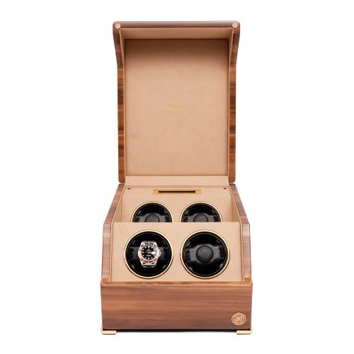 Rapport London Perpetua Quad Watch Winder In Walnut