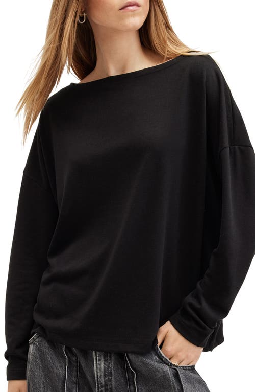 Shop Allsaints Rita Long Sleeve Boatneck T-shirt In Black