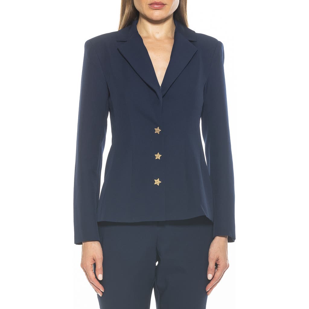 Alexia Admor Gwen Jacket Star Button Blazer In Navy