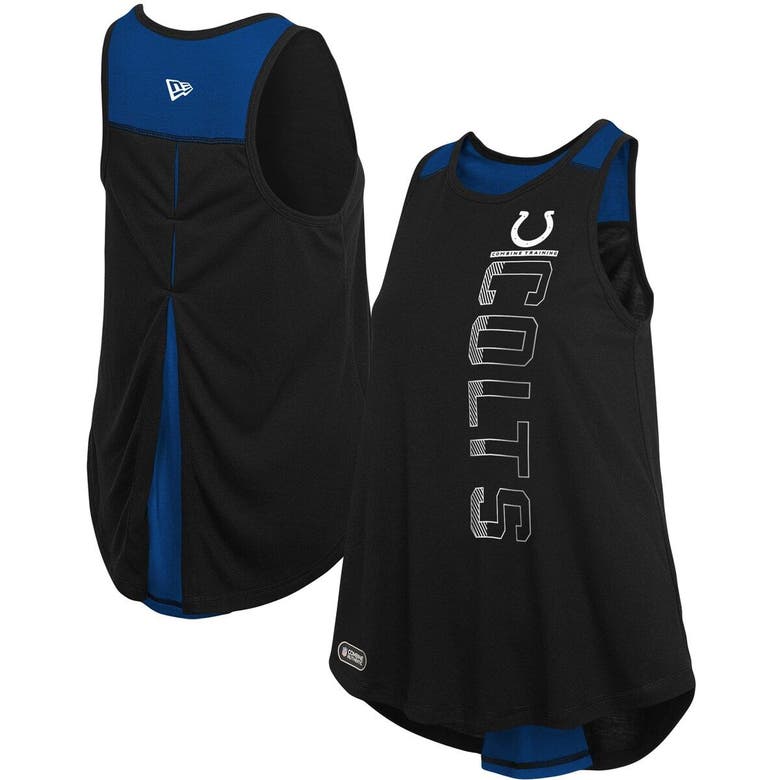 New Era Black/royal Indianapolis Colts Combine Authentic Over The Top Tank  Top