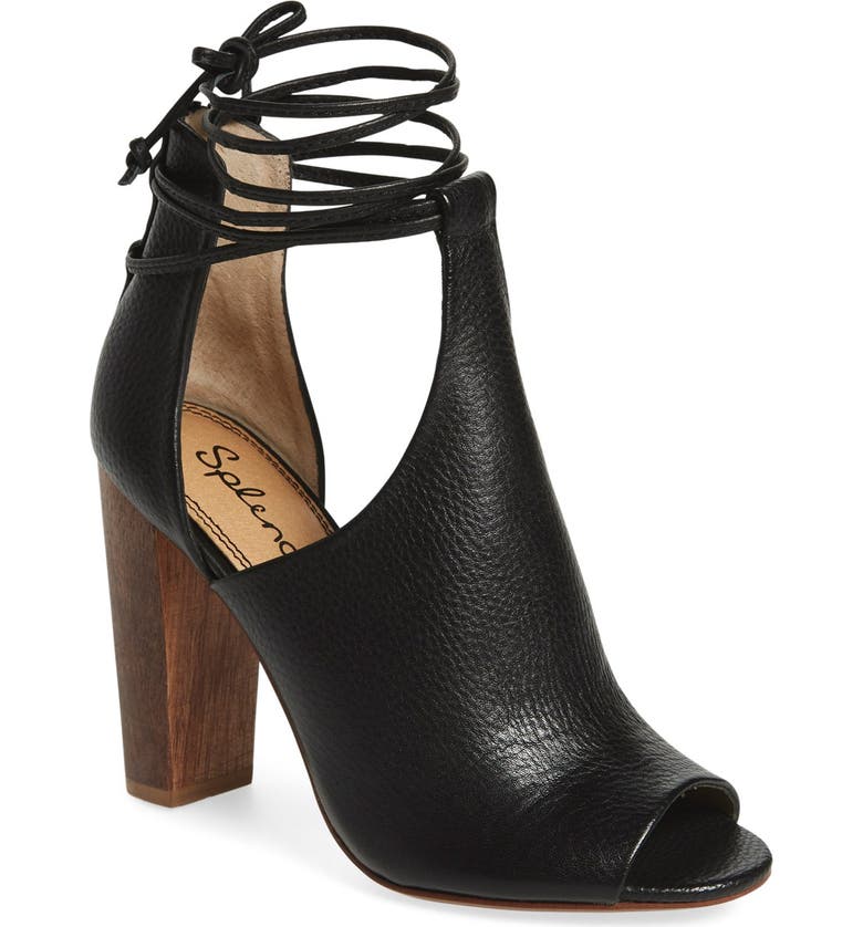 SPLENDID 'Jaylen' Peep Toe Bootie, Main, color, BLACK LEATHER