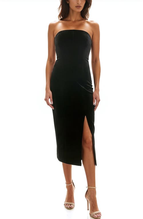 Shop Socialite Strapless Velvet Midi Dress In Black