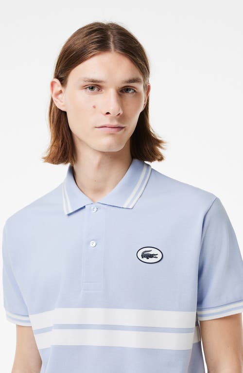 Shop Lacoste Classic Fit Stripe Piqué Knit Polo In Phoenix/farine