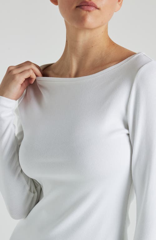 Losano Serene Rib Long Sleeve Top In Snow