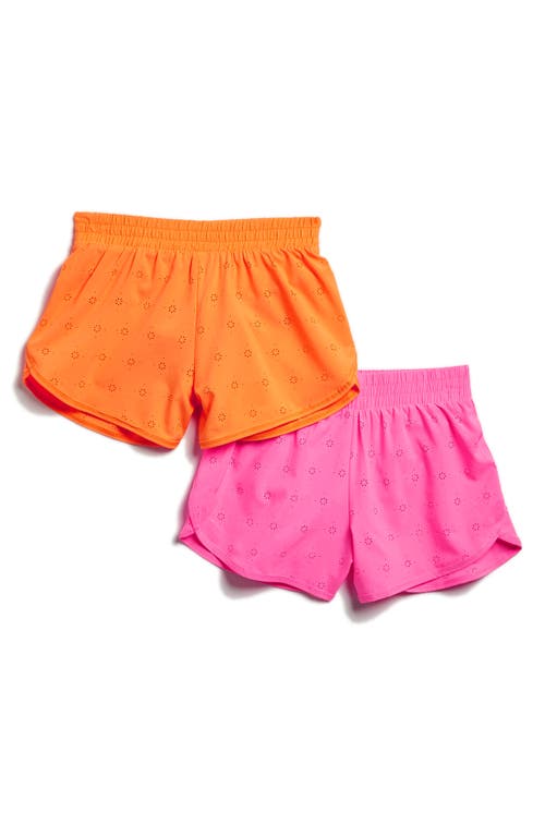 Shop Yogalicious Kids' 2-pack Running Shorts In Sugar Plum/orange Pop