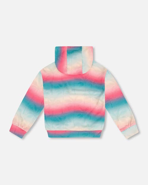 Deux Par Deux Girl's French Terry Hooded Sweatshirt Printed Tie Dye Waves at Nordstrom