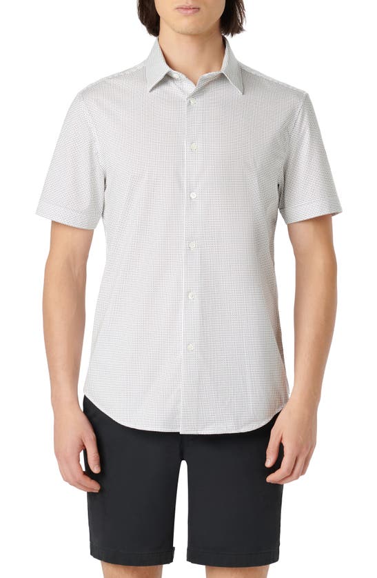 Bugatchi Miles Ooohcotton® Pin Dot Short Sleeve Button-up Shirt In White