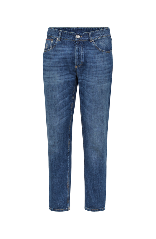 Shop Brunello Cucinelli Lightweight Denim Trousers In Medium Denim