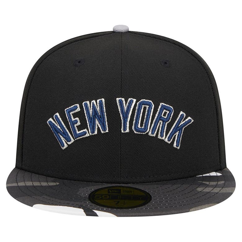 Shop New Era Black New York Yankees Metallic Camo 59fifty Fitted Hat