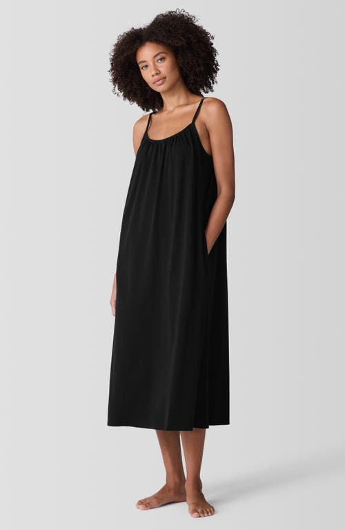 Shop Eileen Fisher Sleep Organic Cotton Cami Midi Dress In Black