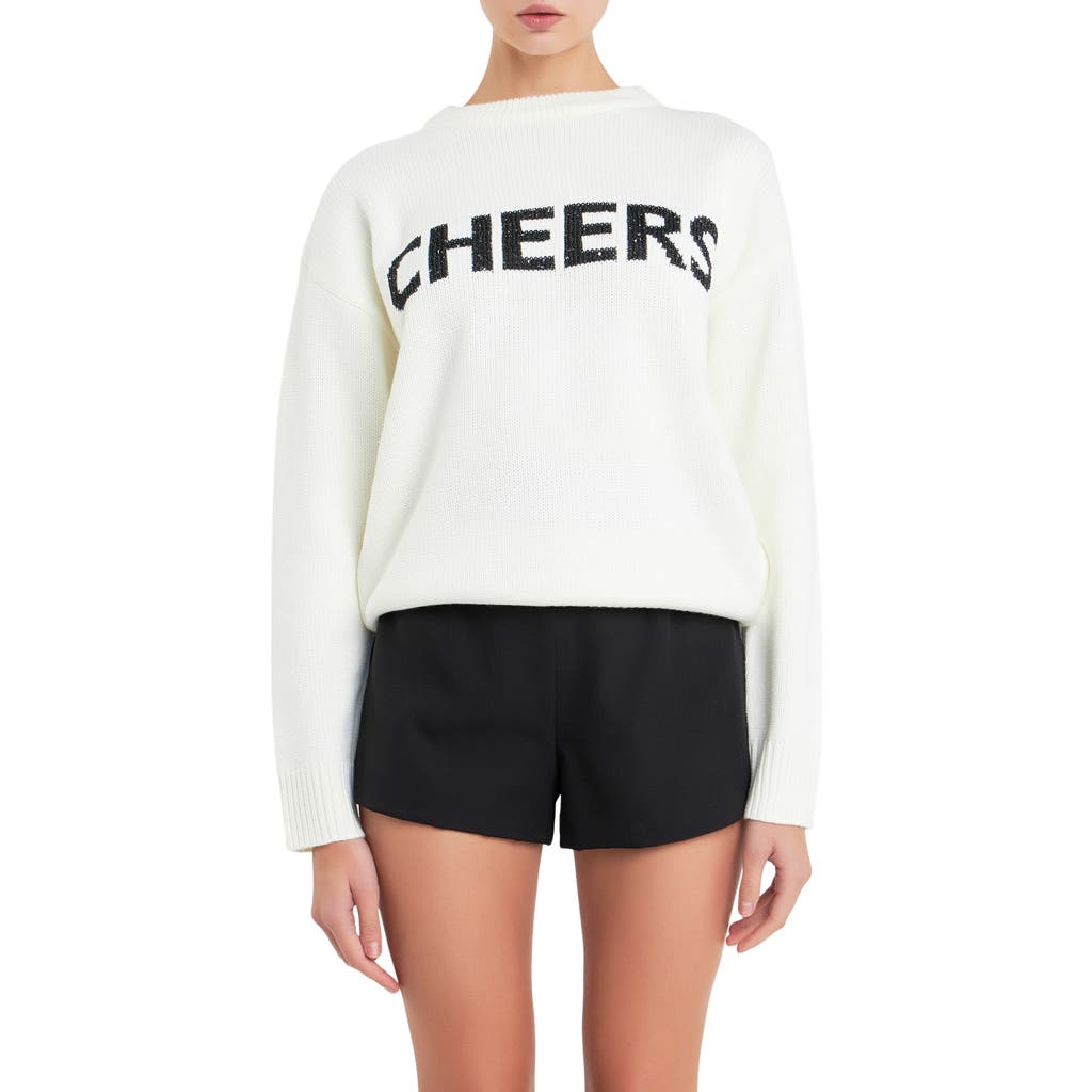 English Factory Lettering Sweater in White