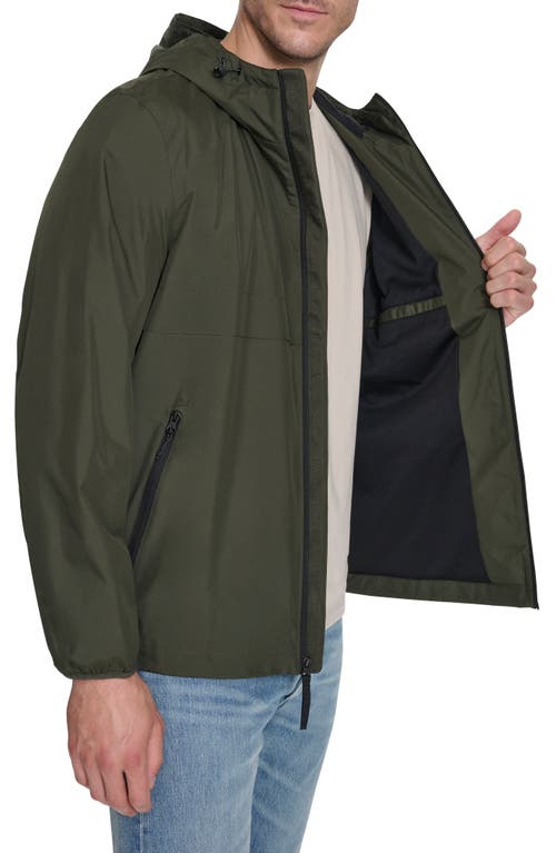 Shop Levi's Water Resistant Hooded Rain Jacket In Olive