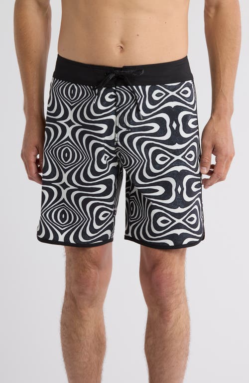 Lido Print Scallop Mod Board Shorts in White
