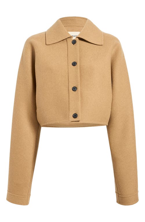 Shop Khaite Sue Crop Wool Felt Jacket In Camel