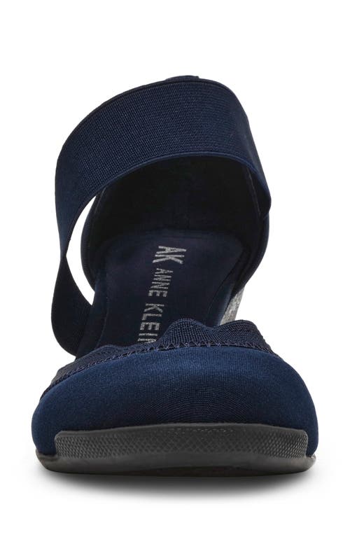 Anne Klein Tiffy Wedge Heel Pump In Navy