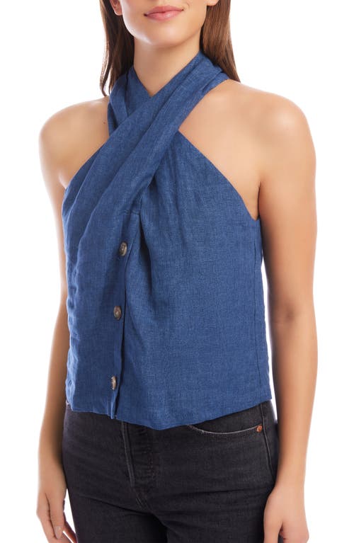 Milly Sleeveless Linen Top in Blue
