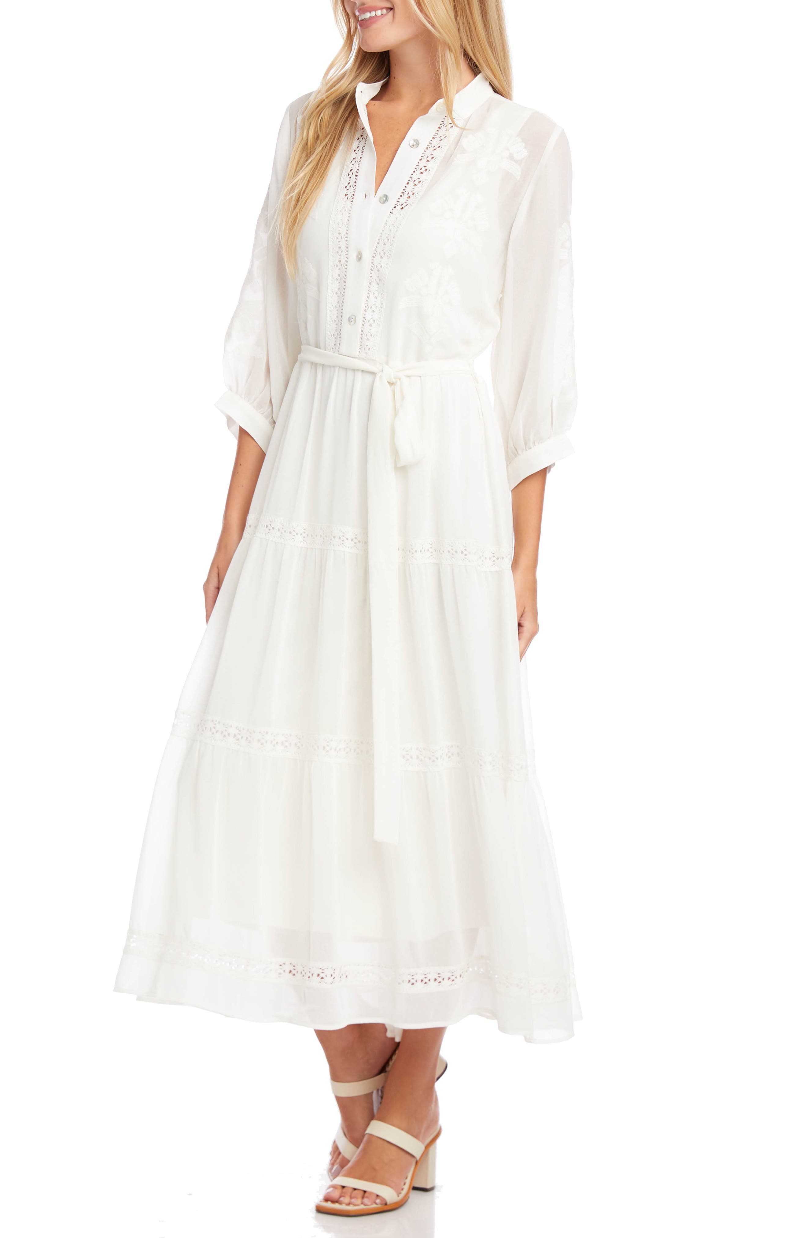 Karen Kane Embroidered Long Sleeve Maxi 