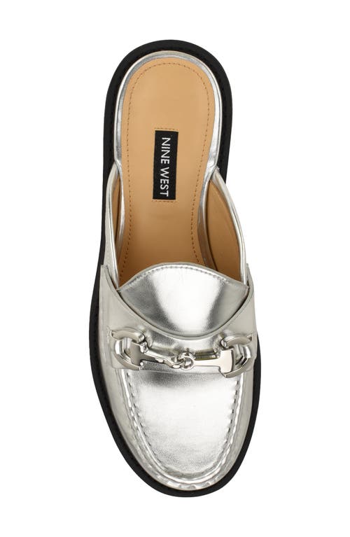 Shop Nine West Duntal Platform Bit Loafer Mule In Silver