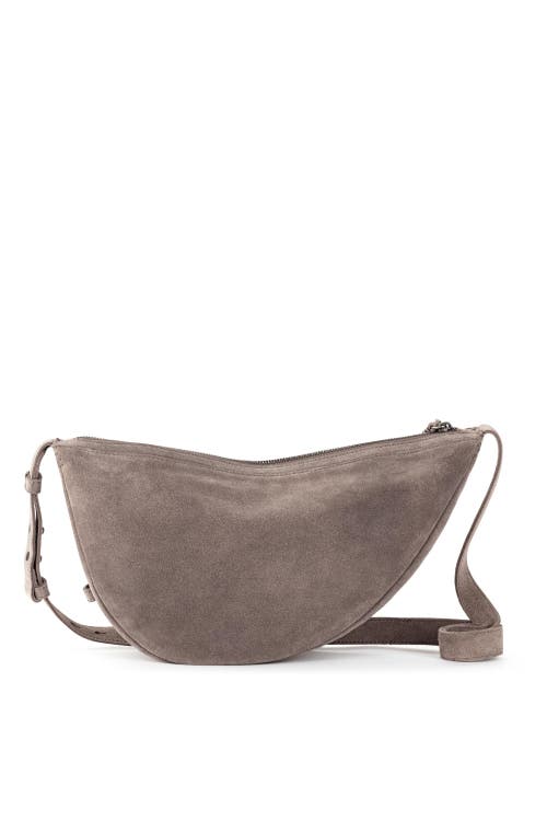 The Sak Tess Sling Leather Crossbody In Mushroom Suede