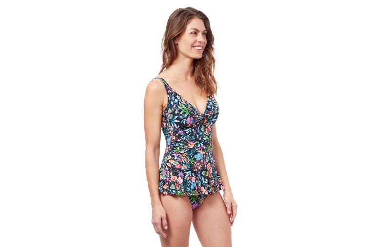 Shop Profile By Gottex Flora V-neck Swimdress In Multi