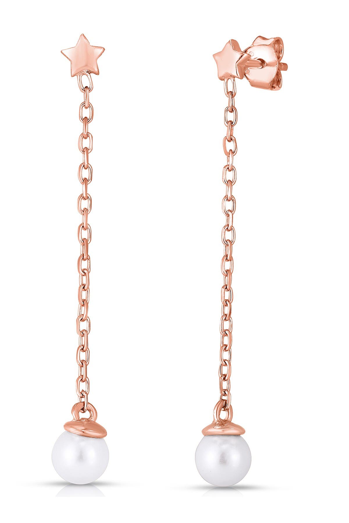 Sphera Milano 14k Rose Gold Plated Sterling Silver Star Drop Earrings With Freshwater Pearls Nordstrom Rack