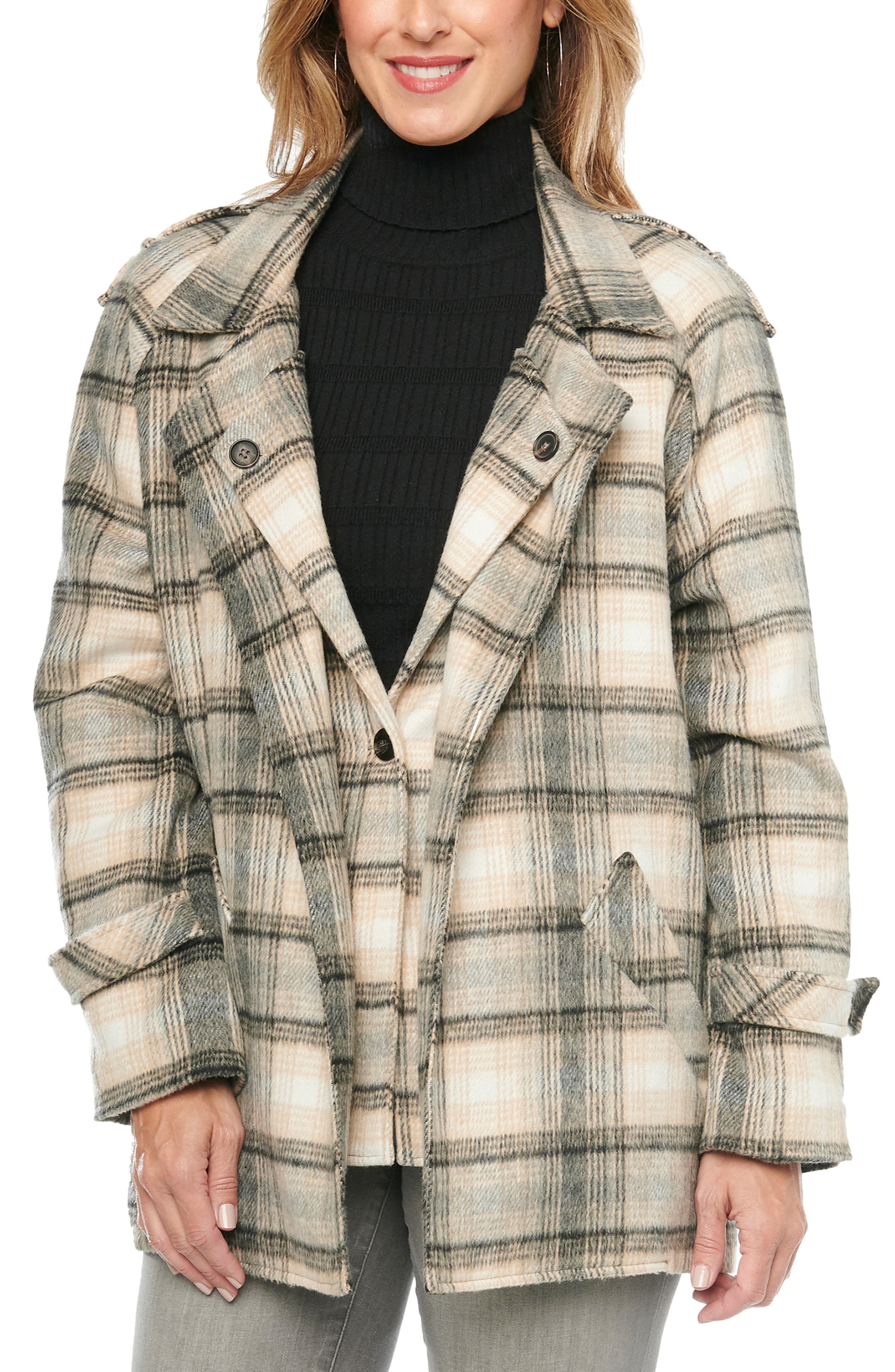cream checked blazer