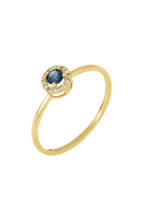 Bony Levy 18k Yellow Gold Diamond Halo Sapphire Center Ring