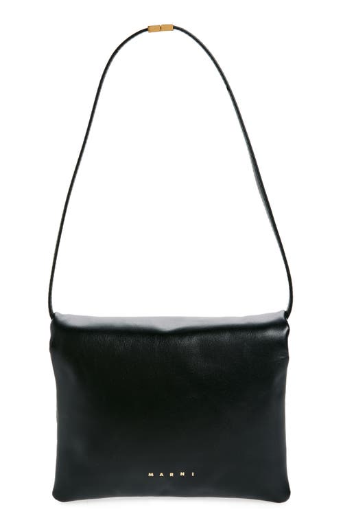 Shop Marni Prisma Leather Crossbody Bag In Black