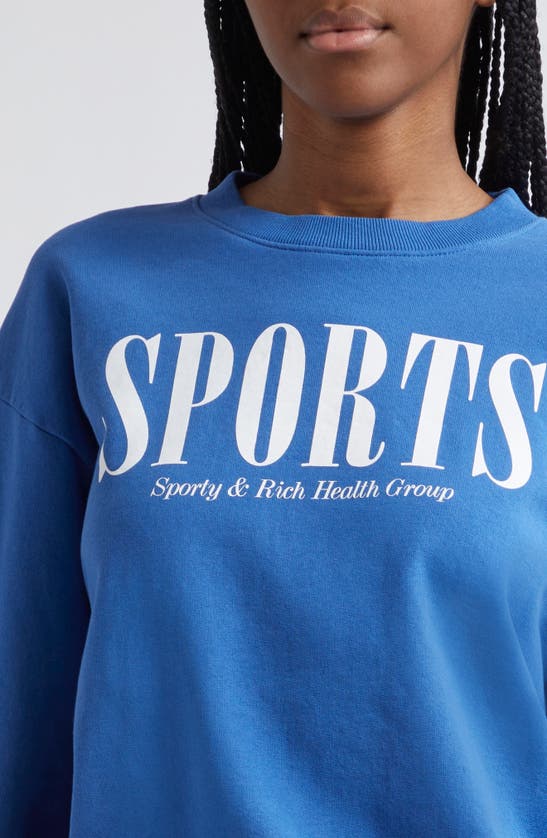 Shop Sporty And Rich Sports Cotton Graphic Sweatshirt In Imperial Blue