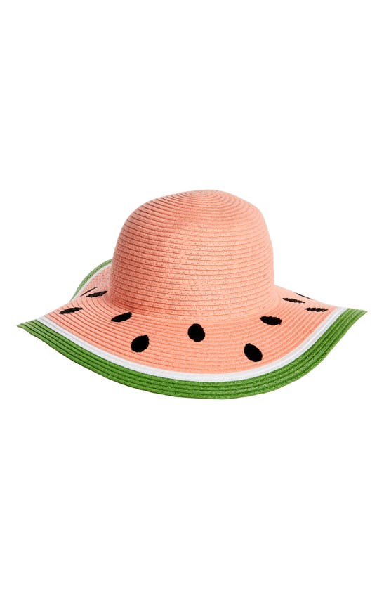 The Accessory Collective Kids' Watermelon Floppy Straw Hat In Pink