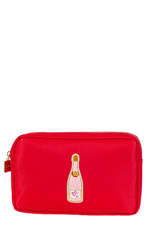 Medium Champagne Bottle Cosmetics Bag in Red