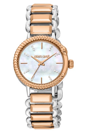Roberto Cavalli Bracelet Watch, 30mm In Two Tone Silver And Rose Gold