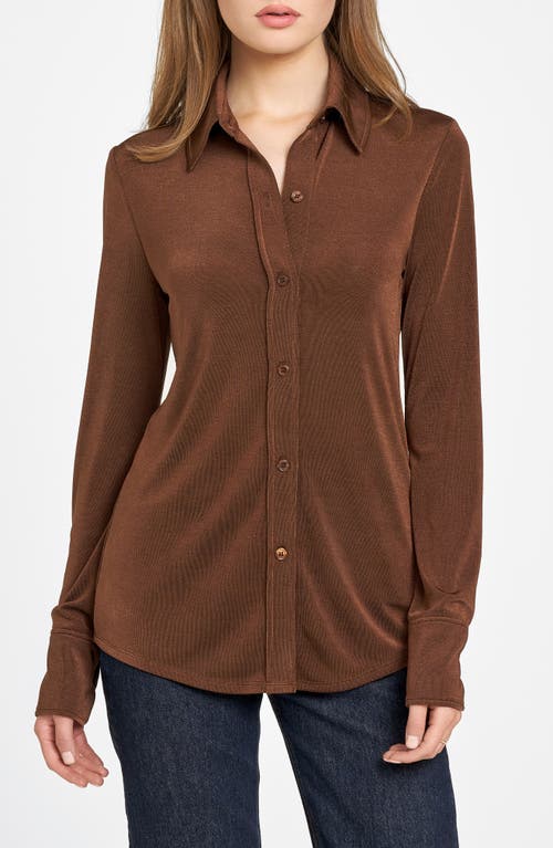 Wayf Knit Button-up Shirt In Brown