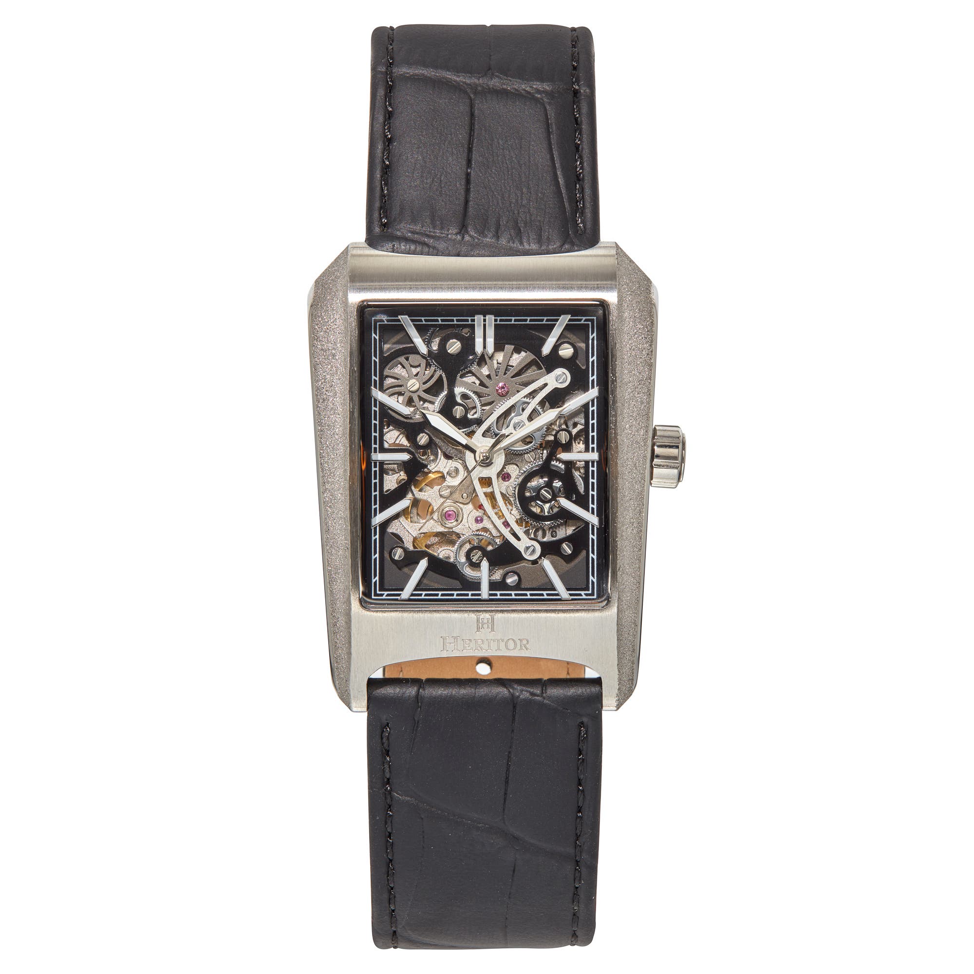 Heritor Automatic Wyatt Skeleton Watch in Silver/black Cover