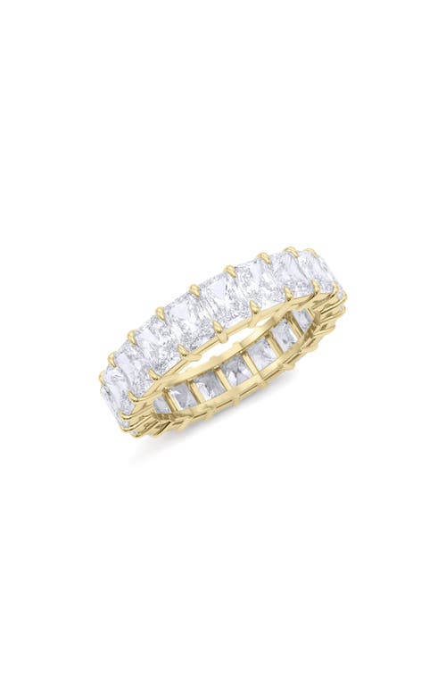 HauteCarat Radiant Cut Lab Created Diamond Eternity Ring in 18K Yellow Gold