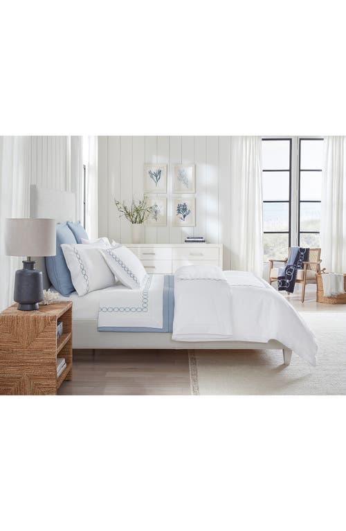 Shop Sferra Catena Flat Sheet In White/sea