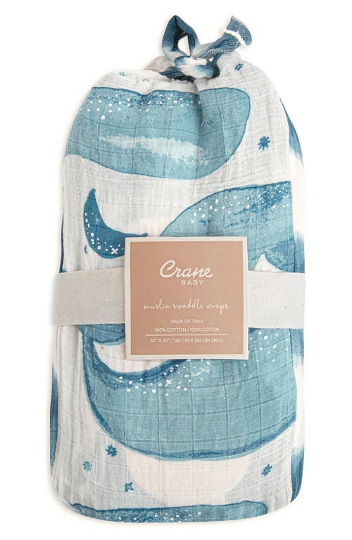 Crane Baby 2-pack Assorted Swaddle Blankets In Blue/white