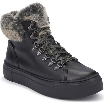 Mephisto Ginou Faux Fur Lined High Top Sneaker, Black