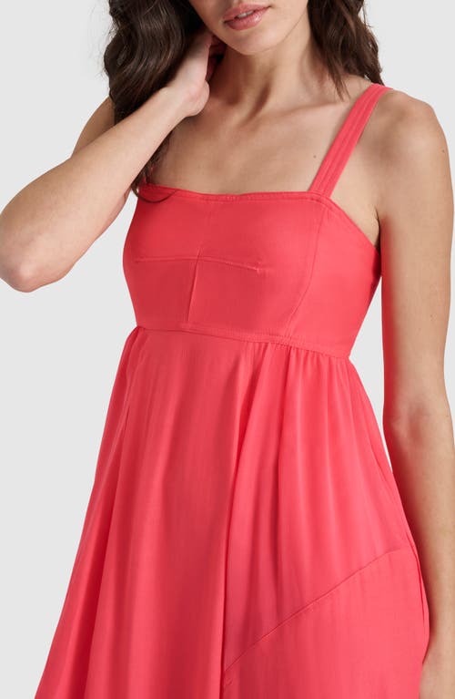 Shop Dkny Paneled Mixed Media Midi Dress In Beach Coral