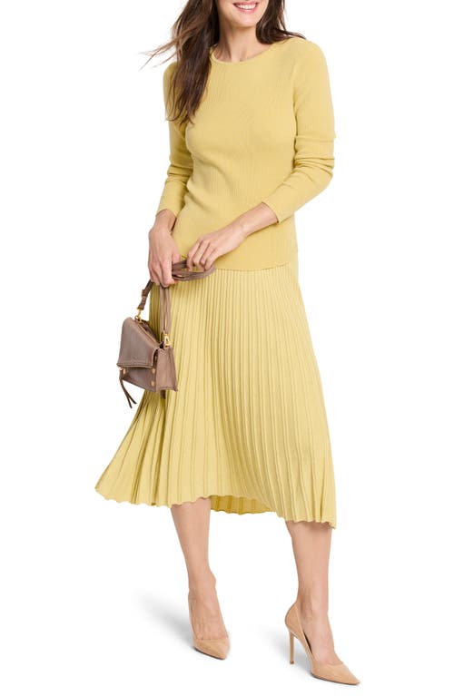 Shop Nic + Zoe Nic+zoe Rib Sweater Midi Skirt In Lemongrass