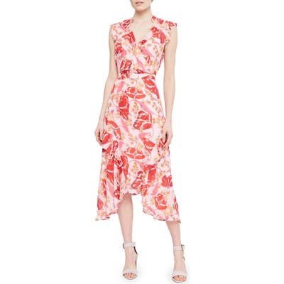 Parker Atlanta Floral Silk Midi Dress, Coral