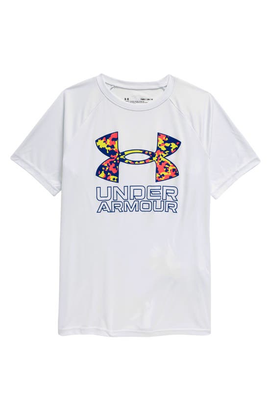 Under Armour Kids' Ua Tech™ Hybrid Performance Graphic Tee In Gray Mist / Blue Mirage