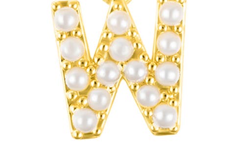 Adornia Faux Pearl Initial Charm Beaded Bracelet In Gold White-w