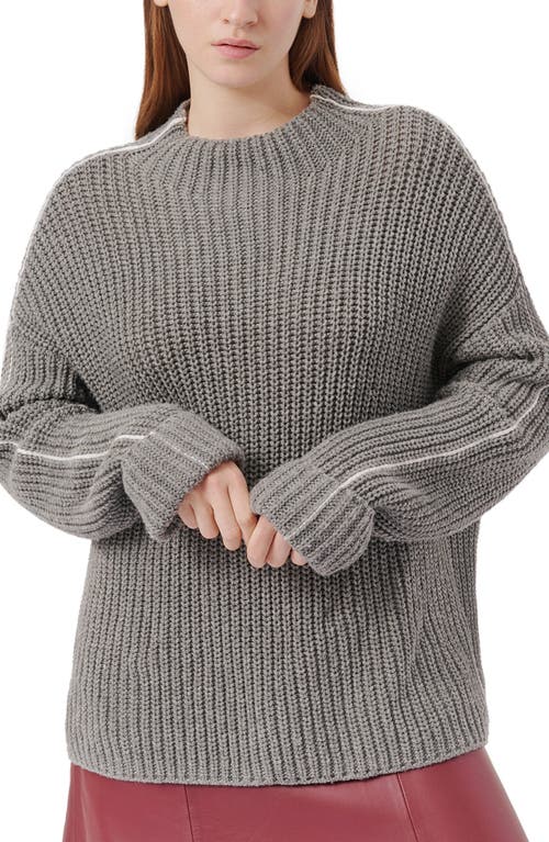 ATM Anthony Thomas Melillo Piped Wool Blend Funnel Neck Sweater Heather Gr at Nordstrom,