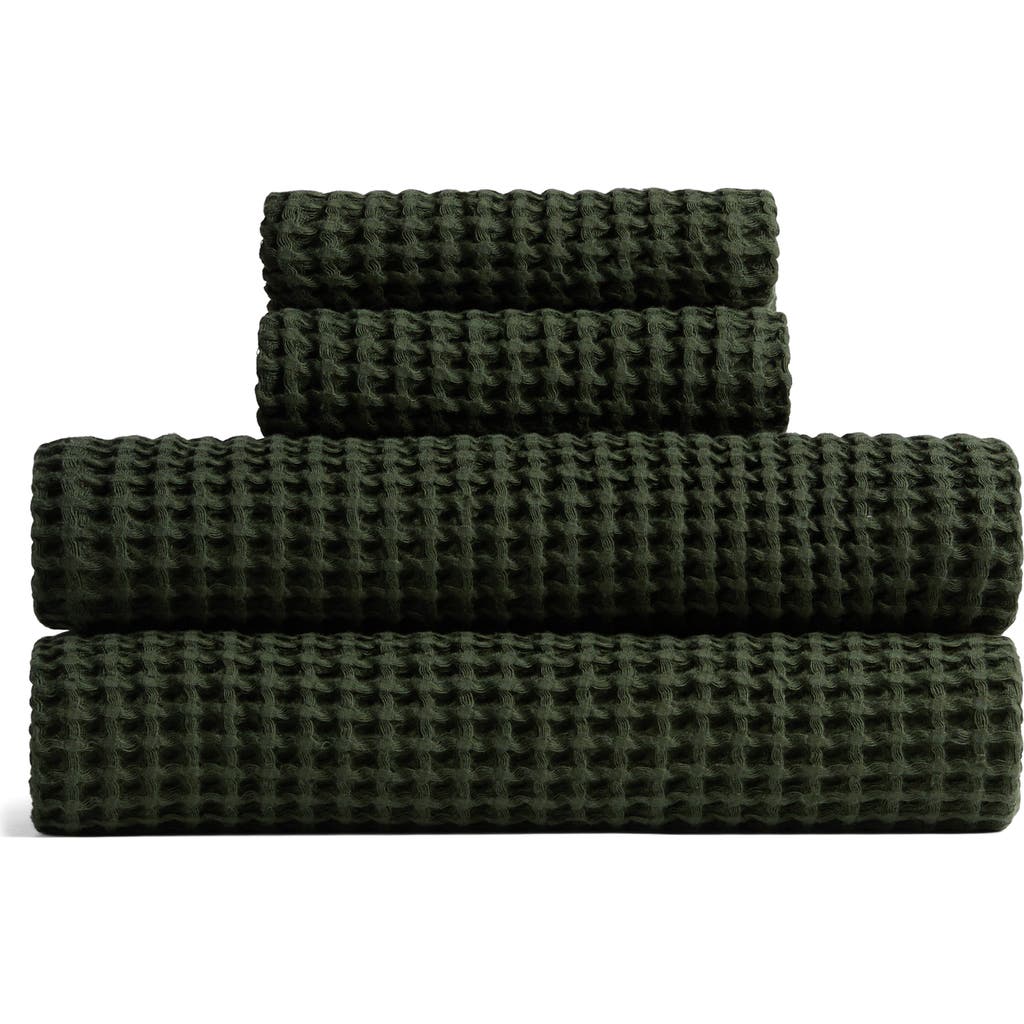 Parachute Turkish Cotton Waffle Bath Essentials In Evergreen