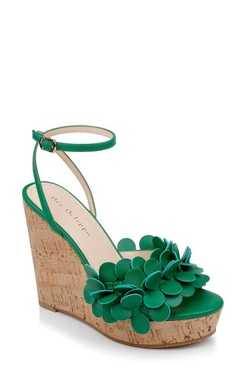 Madrid Wedge Sandal in Green Leather