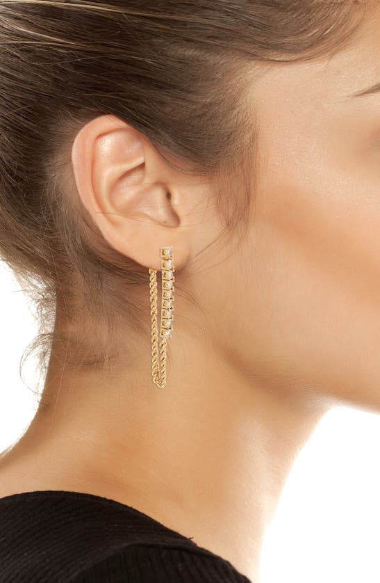 Shop Allsaints Crystal Draped Front/back Earrings In Crystal/ Gold