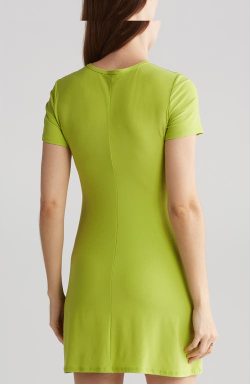 Shop Tash And Sophie Jersey Sheath Minidress In Chartreuse