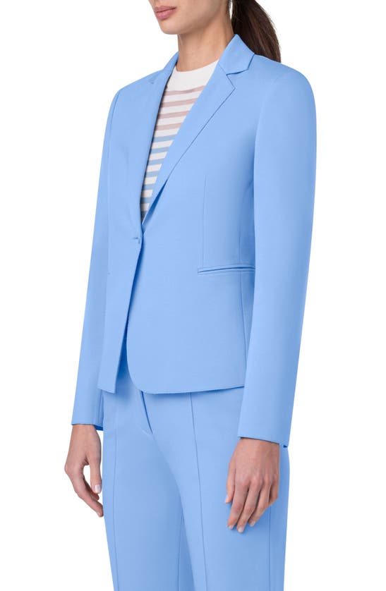 Akris Punto One-button Double Face Wool Blazer In Sky