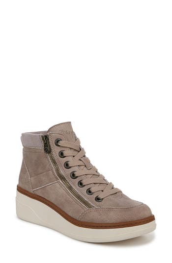 Blowfish Footwear Camden Wedge Sneaker In Mushroom Microsuede